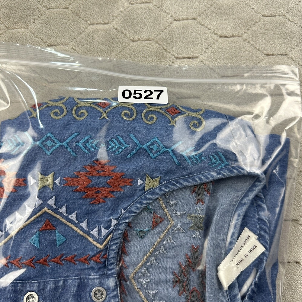 Roper Embroidered Denim Chambray Shirt Dress Western Cowgirl Size Sz S See Pics - Picture 13 of 13